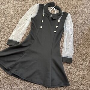 Black Dress‎ girls youth M/L Mesh Long Sleeve Meghan Wednesday witchy Halloween